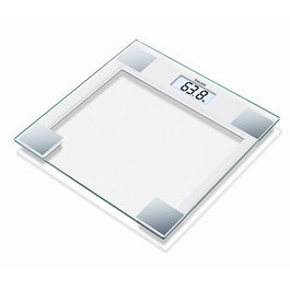 Beurer GS-14 Pèse-personne digital blanc en verre avec grand écran LCD et activation par capteur de vibrations