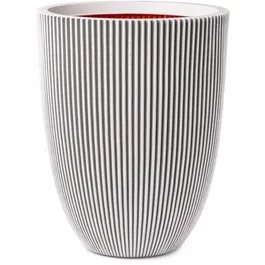 CAPI EUROPE Vase GROOVE en plastique recyclé, 46x58 cm, ivoire, incassable, pour intérieur et extérieur, 100% recyclable