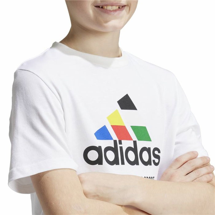 T shirt à manches courtes Enfant Adidas Nations Blanc
