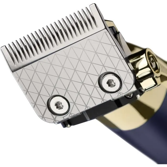 Babyliss E992E Tondeuse à Cheveux sans Fil Super-X Metal, 3h Autonomie, Lames Acier Japonais, 10 Guides, Edition Gold & Navy