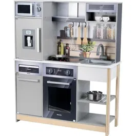 Klein - 7194 Cuisine d'imitation en bois Miele Family avec accessoires, four, micro-ondes, réfrigérateur et lave-vaisselle - Grand modèle jouet pour enfants à partir de 3 ans