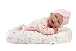 Llorens Poupon Mimi Sonrisas Cunita Future Artist 42 cm, corps en tissu avec son, jouet d'éveil en espagnol