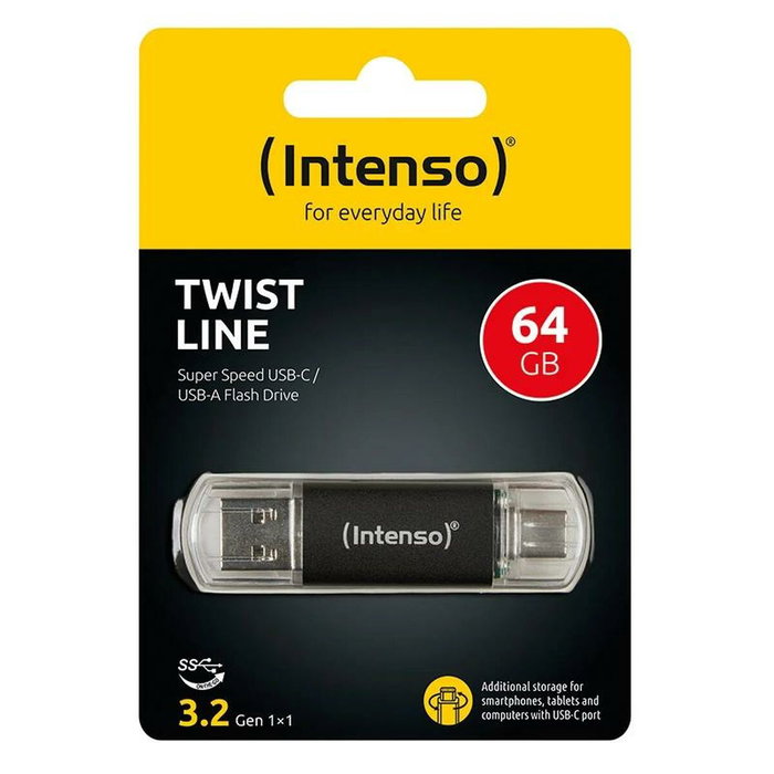 Clé USB INTENSO Twist Line 256 GB Anthracite (2 Unités)