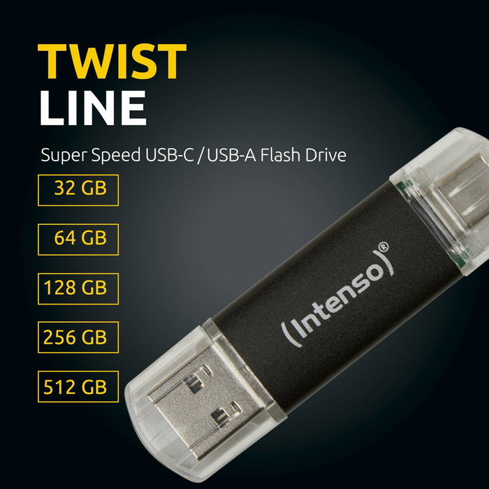 Clé USB INTENSO Twist Line 256 GB Anthracite (2 Unités)