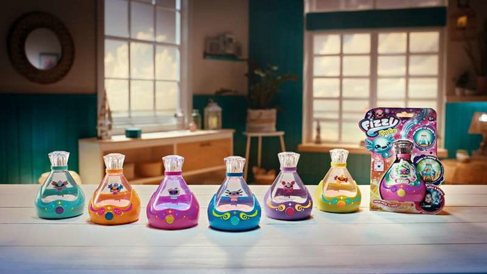 Bizak Fizzy Pets - Animal aquatique, bouteille magique qui révèle une adorable mascotte en ajoutant de l'eau, avec sons et lumières, pour enfants dès 5 ans