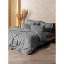 Parure de lit King - 1 housse de couette 220 x 240 cm + 2 taies d'oreiller 60 x 60 cm - Coton renforcé 100% - Gris - 145 fils