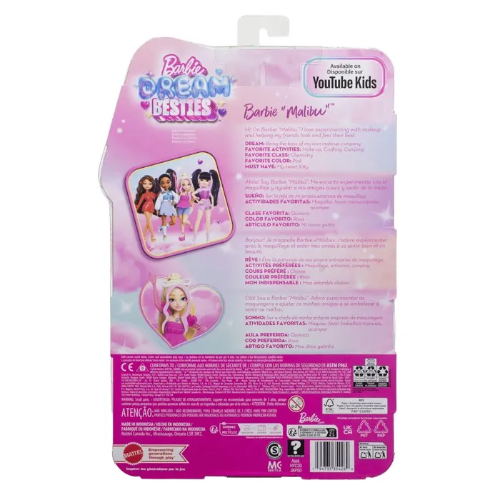 Barbie JKP50 Dream Besties - Poupée Malibu Blonde avec Accessoires, Points d'Articulation - Jouet Enfant Créatif dès 4 ans Barbie JKP50 Dream Besties - Poupée Malibu Blonde avec Accessoires, Points d'Articulation - Jouet Enfant Créatif dès 4 ans