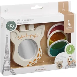 Sophie La Girafe - Miroir magique d'éveil avec 4 lentilles interchangeables (contraste, miroir, couleurs) en caoutchouc naturel
