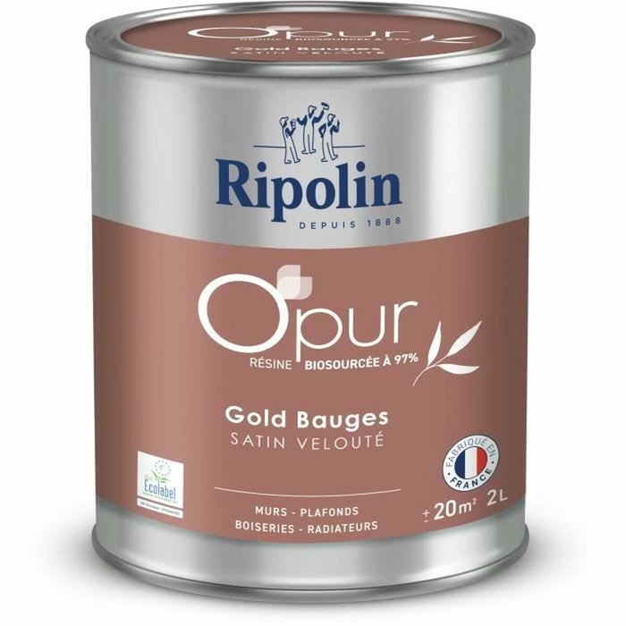 Ripolin O'pur Peinture Murs Boiseries Radiateurs Gold bauges Satin velouté 2 L Ripolin O'pur Peinture Murs Boiseries Radiateurs Gold bauges Satin velouté 2 L