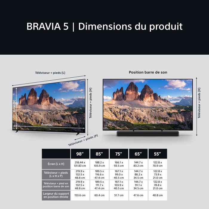 TV intelligente Sony K75XR55BP 4K Ultra HD 75" LED HDR Dolby Vision QD Mini LED