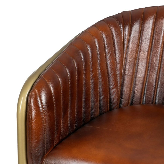 BigBuy Home Chaise de Salle à Manger Marron Doré Cuir Fer BigBuy Home Chaise de Salle à Manger Marron Doré Cuir Fer