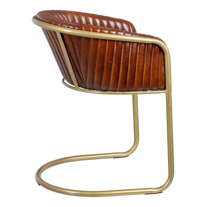 BigBuy Home Chaise de Salle à Manger Marron Doré Cuir Fer BigBuy Home Chaise de Salle à Manger Marron Doré Cuir Fer
