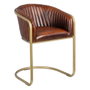 BigBuy Home Chaise de Salle à Manger Marron Doré Cuir Fer