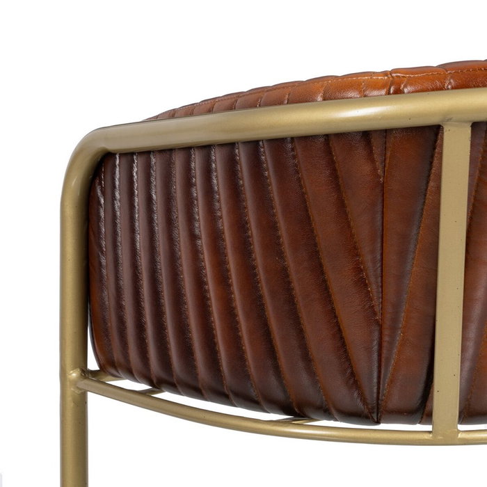 BigBuy Home Chaise de Salle à Manger Marron Doré Cuir Fer BigBuy Home Chaise de Salle à Manger Marron Doré Cuir Fer