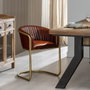 BigBuy Home Chaise de Salle à Manger Marron Doré Cuir Fer