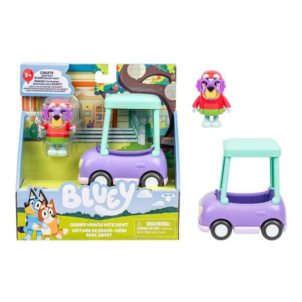 Moose Véhicule Basics Bluey avec Figurines Articulées - Modèles Surtis - Langues : Espagnol, Portugais - Age 3 Ans et Plus