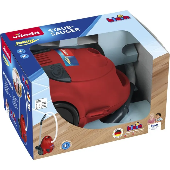 Klein - 6892 - Aspirateur jouet d'imitation Vileda pour enfant - Effet sonore réaliste - Motricité et imagination - Dès 2 ans - Fabriqué en Allemagne