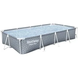 Bestway Steel Pro - Piscine hors sol tubulaire rectangulaire, 366 x 201 x 66 cm, 17203 litres, décor graphique, filtre à cartouche, acier