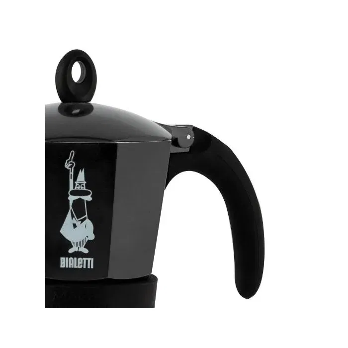 Bialetti Cafetière Italienne MOKA Induction 2 Tasses 100 ml Noir - Espresso Rapide et Savoureux - Compatible Plaques à Induction