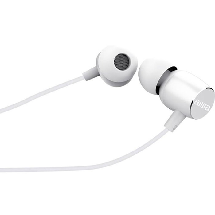 Aiwa ESTM-30WT Écouteurs Intra-Auriculaires Filaires Jack 3,5 mm Blanc - Casque Audio avec Micro