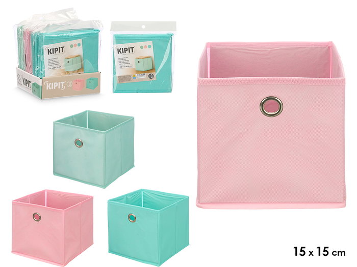 Kipit Boîte Pliante Organisatrice 15x15x15 cm Assortie Tissu et Carton Rose Vert Turquoise (Set de 24) Kipit Boîte Pliante Organisatrice 15x15x15 cm Assortie Tissu et Carton Rose Vert Turquoise (Set de 24)