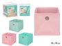Kipit Boîte Pliante Organisatrice 15x15x15 cm Assortie Tissu et Carton Rose Vert Turquoise (Set de 24)