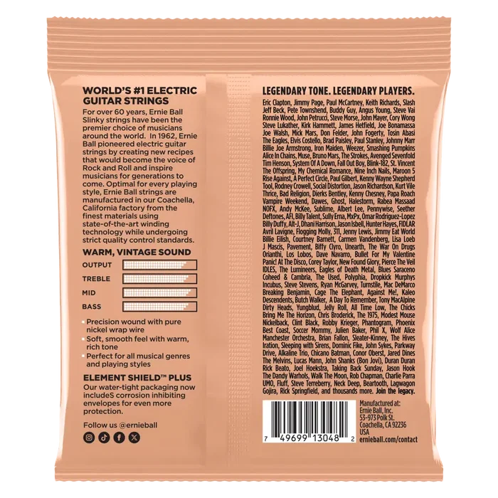ERNIE BALL Jeu de cordes Slinky Classic Rock N Roll Pure Nickel 9-46