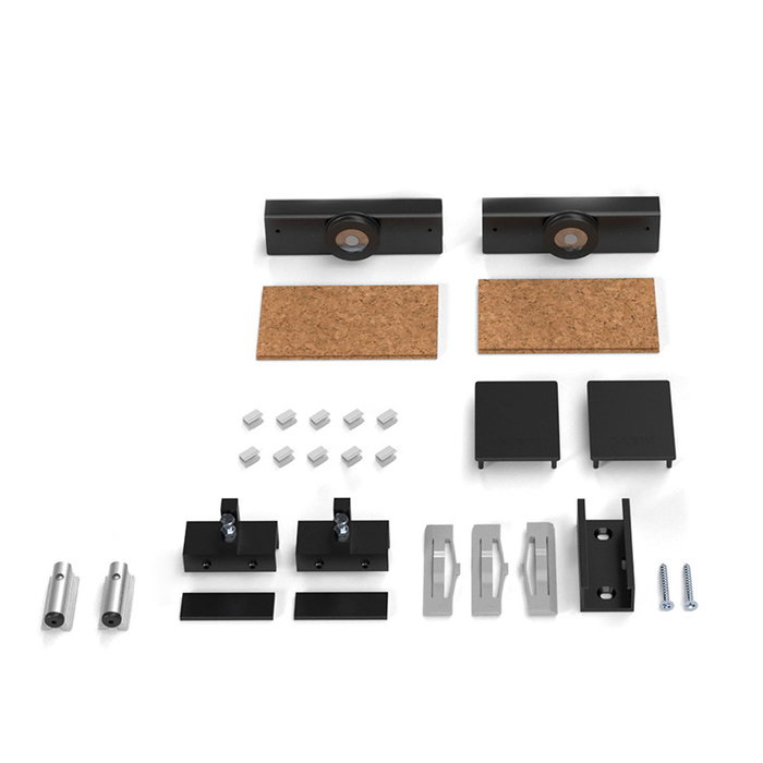 KLEIN Jeu d'accessoires SK GLASS 80 avec butée pour portes coulissantes en verre jusqu'à 80 kg - Noir et Argent Mat KLEIN Jeu d'accessoires SK GLASS 80 avec butée pour portes coulissantes en verre jusqu'à 80 kg - Noir et Argent Mat