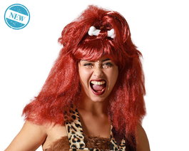 Peluca Peluca De Troglodita Pelirroja Con Diadema De Hueso - Perruque Trogloïde Rousse à Diadème en Os 140 g - Déguisement Sauvage pour Fêtes