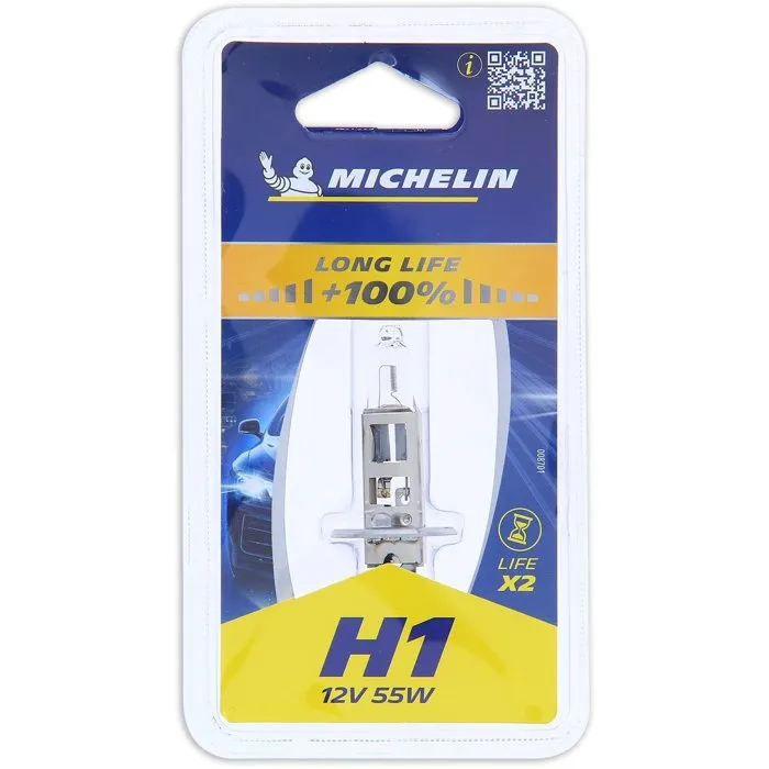 Michelin - Ampoule H1 LIFE+50% 55W 12V P14.5s pour feu de croisement, route, antibrouillard - Technologie longue durée