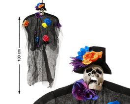Figura Novio Calavérico Con Flores Y Sombrero - Statue squelette mari pour décoration du Jour des Morts, 100 cm