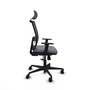 Chaise Yunquera Synchro 4 positions tissu Gris Maille Noir Base en nylon noir Accoudoir 1D Appui-tête 1D Roulettes 65mm nylon