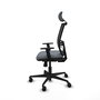 Chaise Yunquera Synchro 4 positions tissu Gris Maille Noir Base en nylon noir Accoudoir 1D Appui-tête 1D Roulettes 65mm nylon