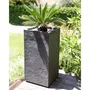 EDA Bac à fleurs carré haut 40 cm Volcania - 31 L - Intérieur/Extérieur - 39.5 x 39.5 x H 80 cm - Gris anthracite - Empilable et modulable