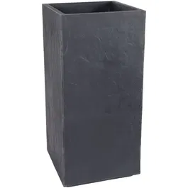 EDA Bac à fleurs carré haut 40 cm Volcania - 31 L - Intérieur/Extérieur - 39.5 x 39.5 x H 80 cm - Gris anthracite - Empilable et modulable