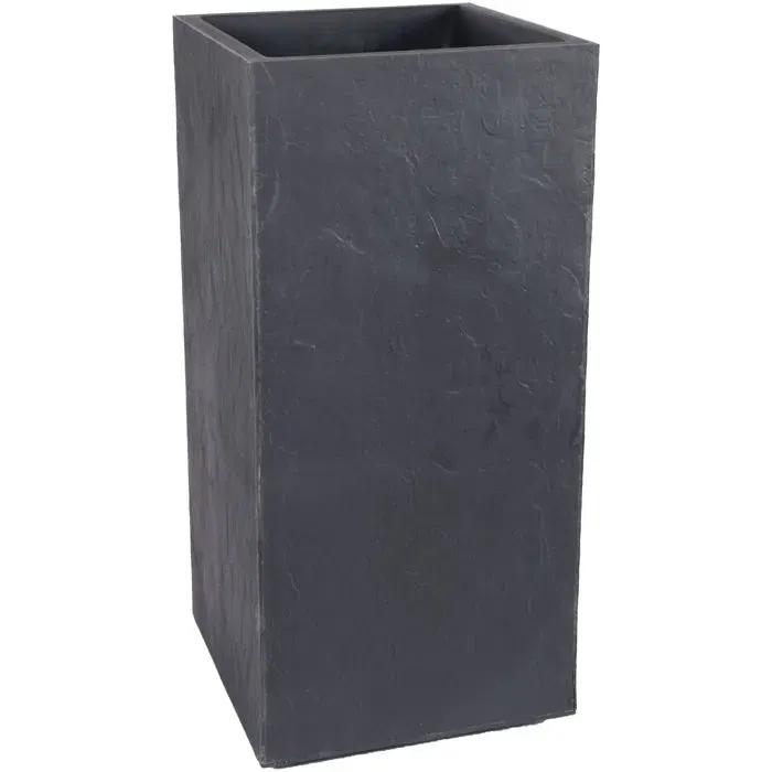 EDA Bac à fleurs carré haut 40 cm Volcania - 31 L - Intérieur/Extérieur - 39.5 x 39.5 x H 80 cm - Gris anthracite - Empilable et modulable EDA Bac à fleurs carré haut 40 cm Volcania - 31 L - Intérieur/Extérieur - 39.5 x 39.5 x H 80 cm - Gris anthracite - Empilable et modulable