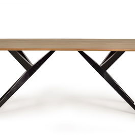 GINER Y COLOMER Table de Salle à Manger en Bois d'Acacia et Métal - Couleur Naturel et Noir