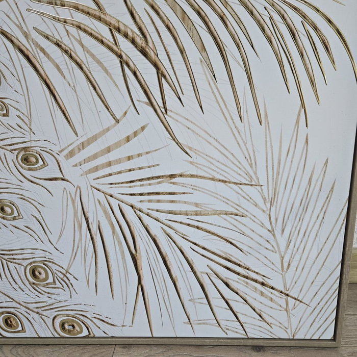 Home ESPRIT Toile Blanc Naturel Paon Tropical 100 x 5 x 100 cm (2 Unités) Home ESPRIT Toile Blanc Naturel Paon Tropical 100 x 5 x 100 cm (2 Unités)