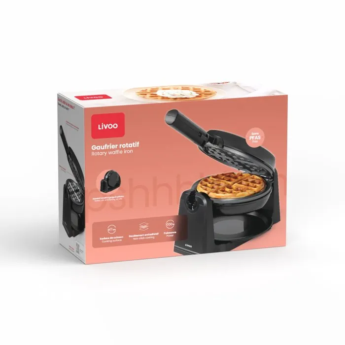 Livoo Gaufrier rotatif DOP252 Ø17,5 cm - 1000 W