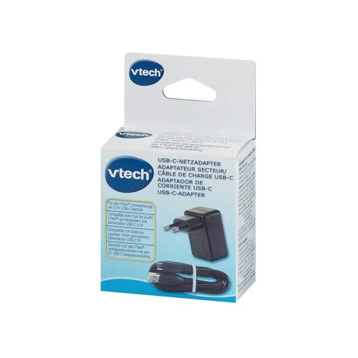 VTech - Adaptateur Secteur USB-C Officiel 5.0V - Pour jouets Genio, Storio Max, KidiCom - Version française