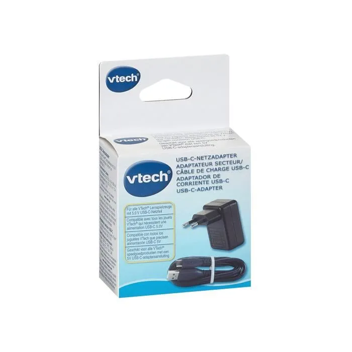 VTech - Adaptateur Secteur USB-C Officiel 5.0V - Pour jouets Genio, Storio Max, KidiCom - Version française