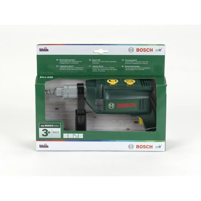 Klein Perceuse Électronique Jeu Enfant 8410 - Reproduction Bosch avec Bruitage, Lumière et Rotation du Foret - Jouet de Bricolage à Partir de 3 Ans