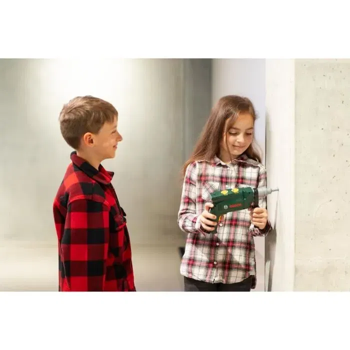 Klein Perceuse Électronique Jeu Enfant 8410 - Reproduction Bosch avec Bruitage, Lumière et Rotation du Foret - Jouet de Bricolage à Partir de 3 Ans