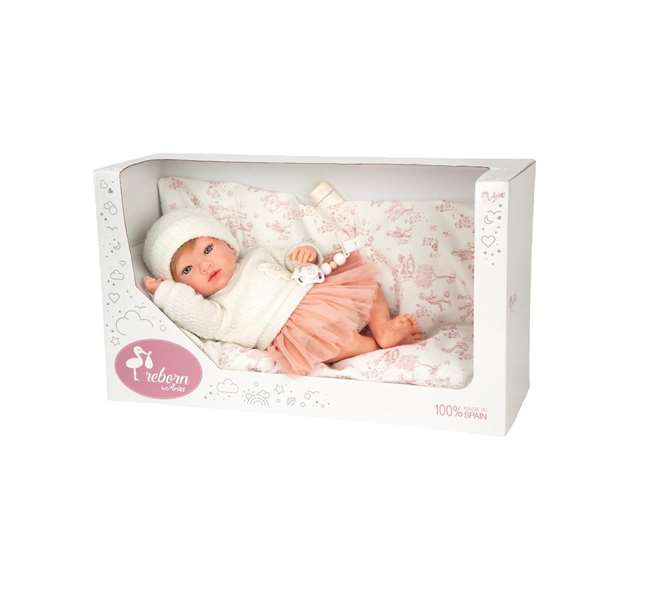 Muñecas Arias Reborn Julia Rosa, poupée réaliste de 40 cm avec coussin, pour enfant à partir de 36 mois Muñecas Arias Reborn Julia Rosa, poupée réaliste de 40 cm avec coussin, pour enfant à partir de 36 mois