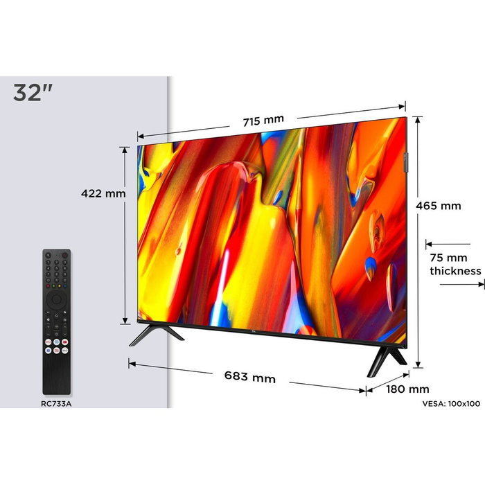 TCL 32V5C Téléviseur 32 Pouces - TV LCD Full HD, Smart TV avec Android TV, HDR, HDMI, USB, Bluetooth