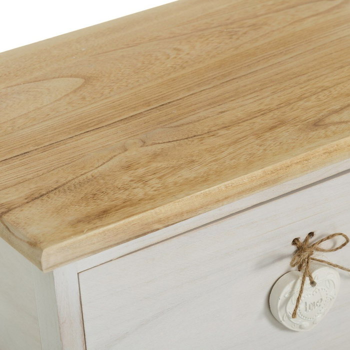 BigBuy Home Caisson à Tiroirs SWEET HEART Crème Naturel