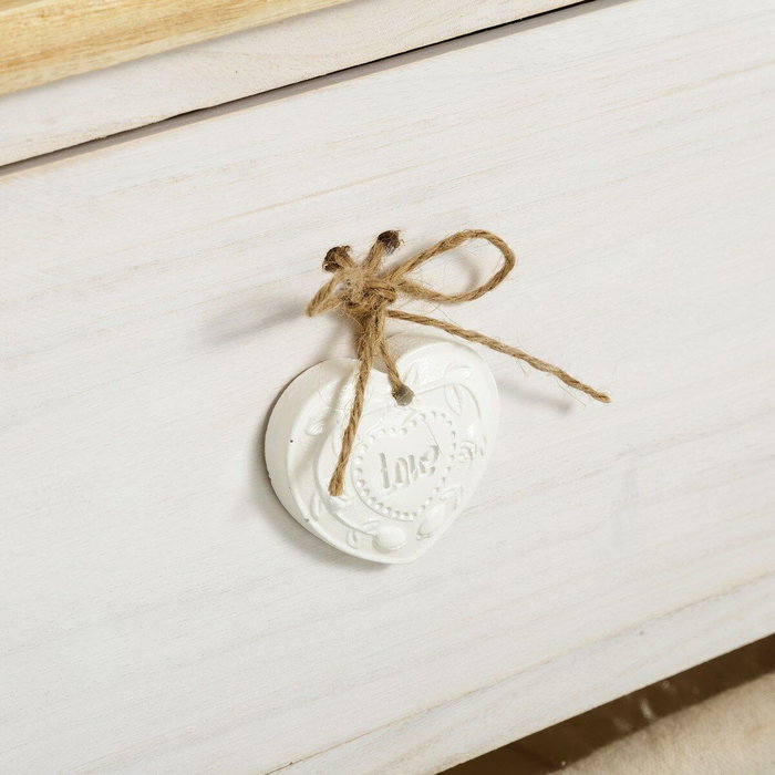 BigBuy Home Caisson à Tiroirs SWEET HEART Crème Naturel