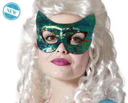 Masque de chat vert métallisé avec étoiles pour femme
