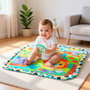 Playgro Gym Musical Jardin Joyeux avec Sonnette, Fleur à Mordiller, Lion Musical, Miroir et Rubans Tactiles - Multilingue