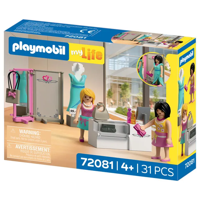 Playmobil 72081 - Boutique de mode My Life Le shopping, Jeu de construction 76 pièces, Enfant à partir de 4 ans